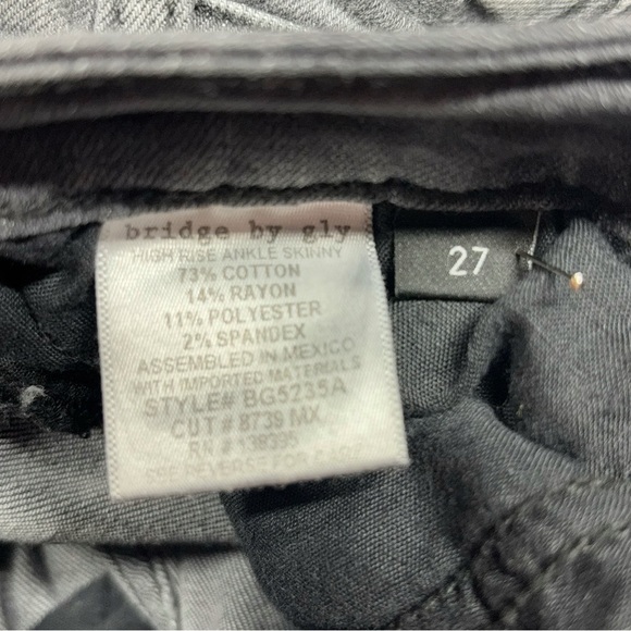 Bridge by Gly Jeans Womens 27 Ankle Skinny High Rise Stretch Raw Hem Fade Casual - Picture 3 of 4